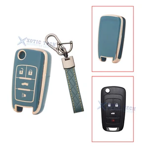 Full Cover Grey Flip Remote Key Fob Case Keychain For Chevrolet Camaro Cruze - Picture 1 of 11