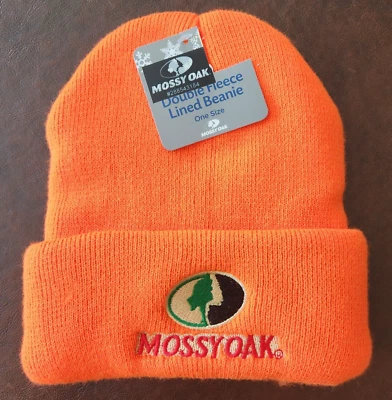 Mossy Oak Super Heavy Knit Hat Insulated Lined Hunting Beanie Fluorescent Orange - Image 1 of 4