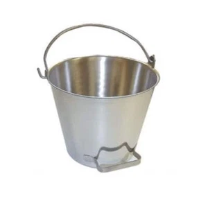 Cubo de acero inoxidable premium, cubo veterinario/leche con mango lateral, hecho en EE. UU. - Imagen 1 de 4