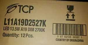 Box of (12) TCP L11A19D2527K, LED 13.5W A19 DIM 2700K - - Picture 1 of 3