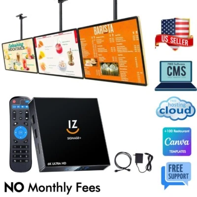 IZCOMPUTER Digital Signage Player 6k for Digital Menu Boards + Software + Tech support +