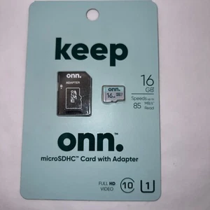 ONN. Karta pamięci flash 16GB Class 10 U1 MicroSDHC z adapterem - Zdjęcie 1 z 6