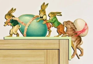 Vintage Look Easter Bunny Wooden Door Corner Decor - Picture 1 of 6