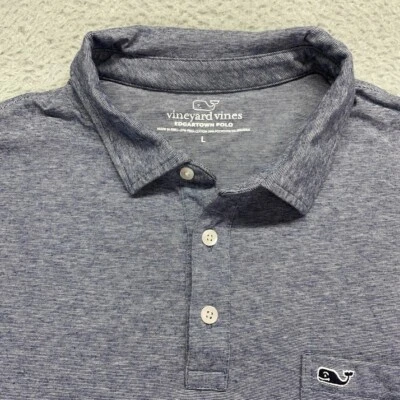Camisa Polo Vineyard Vines Edgartown Hombres Grande Gris Pima Mezcla de Algodón Golf Preppy Foto 1 de 4