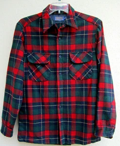 VTG 60s..PENDLETON..WOOL..BOARD..SHIRT..LOOP COLLAR..FLAP POCKET..PLAID..MEN MED - Picture 1 of 6