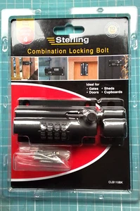 Sterling Zinc Alloy 110mm Combination Locking Bolt CLB110BK. Tamper Proof Screws - Picture 1 of 2