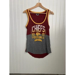 Camiseta sin mangas Kansas City Chiefs para mujer pequeña roja, amarilla brillante espalda de corredor de la NFL - Imagen 1 de 4