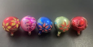 Vintage Christbaumschmuck Set - 5 mundgeblasene Glas mehrfarbig handbemalt Polen - Bild 1 von 17