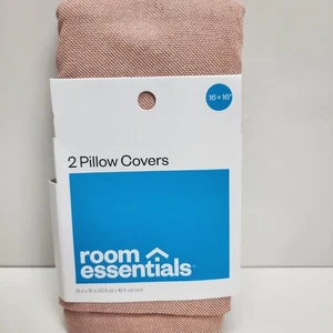 Target Room Essentials 16"x16" Quadratisch Rosa & Weiß 2 Kissenbezüge NEU - Bild 1 von 6