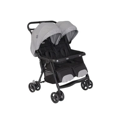 Graco DuoRider Steeple Twin Pushchair With Rain Cover - Grey - Image 1 of 4