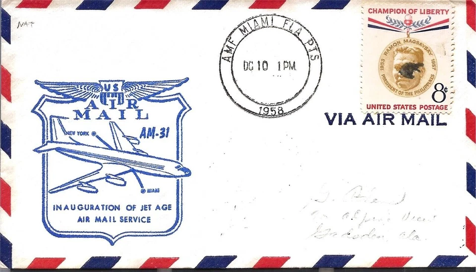 First Jet Airmail Flight Miami AMF - New York 10 Dec 1958 AAMC#J31f - Image 1 of 1
