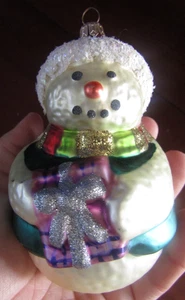 1999 Hallmark lustiger Schneemann mundgeblasene Glas Krone Reflexionen Andenken Weihnachtsschmuck - Bild 1 von 7