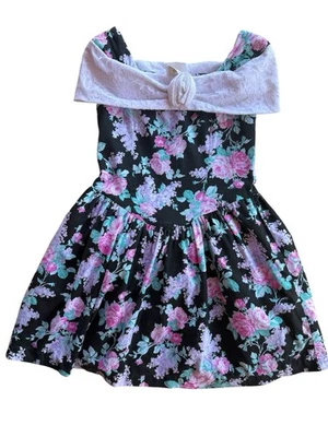 Vestido Floral Vintage Niña Eber Hombro Descubierto Talla 12 Hecho en EE. UU. Foto 1 de 4