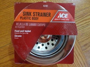 Conjunto de colador de cesta de drenaje para fregadero de cocina Ace cuerpo de plástico poste fijo CROMO - Imagen 1 de 6