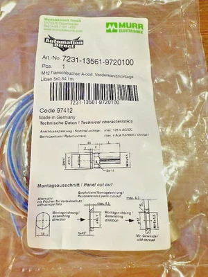 7231-13561-9720100 Murrelektronik Bulkhead Connector M12 5-Pin Female-Pigtail - Image 1 of 4