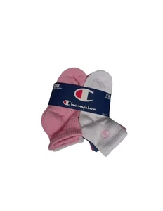 Champion Youth Quarter Socks 3Y-5Y 8_Pairs Script Logo Athletic Multicolor - Picture 1 of 2