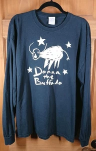 Camisa Donna the Buffalo Herd Of Em? XL Blanco Sobre Negro Mangas Largas Lados DBL - Imagen 1 de 9