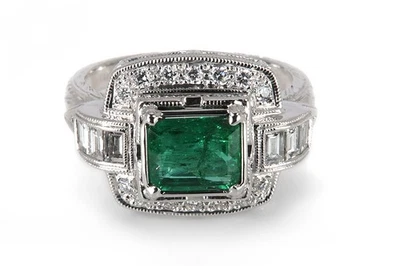 Ring Smaragd Diamanten Top Wesselton/vs 585 Weißgold [BRORS 18952] - Bild 1 von 4