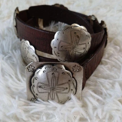 Ralph Lauren Vintage Concho Leather Belt Brown Navajo Style Size M Used From JP - image 1 of 4