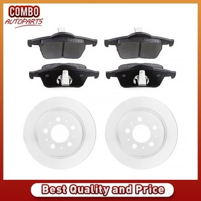 Rear Brake Rotors Ceramic Brake Pads for 2001 2002 2003 2004 2005 Volvo S60 - Image 1 of 4