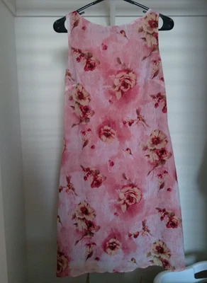 Mini Vestido Vintage Años 90 Tessuto Rosa Floral Gasa Talla 6 Foto 1 de 4