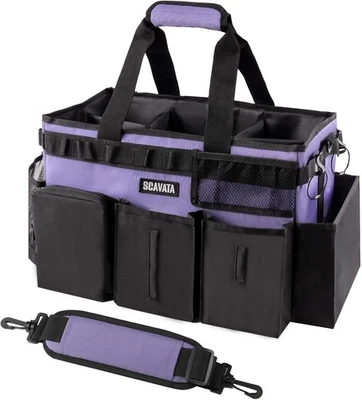 Bolsa caddy de limpeza vestível, organizador de suprimentos com roxo  - Imagem 1 de 4