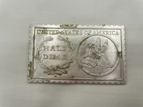 1837 USA 1/2 Half Dime Numistamp Medal, LOW #413 ALL MY LISTS,  1979 Mort Reed Cover