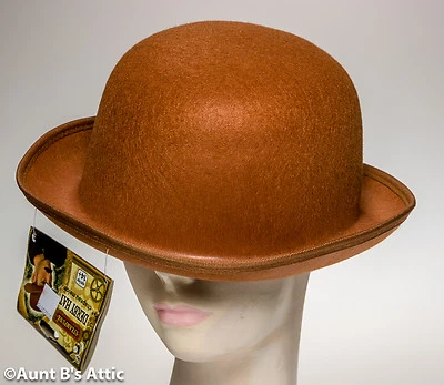 Derby Hat Light Brown Pressed Felt Victorian Era Gentleman's Dapper Costume Hat - Image 1 of 2