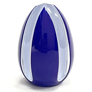 St. Louis Paperweight Blue White Clear Egg Shaped Saint Louis France 2.5" - Picture 1 of 9