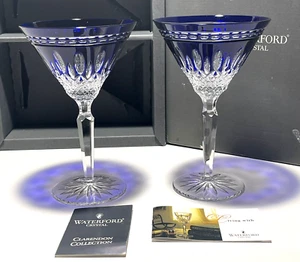 2 WATERFORD CRYSTAL CLARENDON MARTINI GLASSES COBALT BLUE ~ IN ORIGINAL BOX - Picture 1 of 7