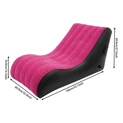 Sofá cama inflable de PVC rosa-rojo sofá cama plegable en forma de S con bomba de aire Foto 1 de 4