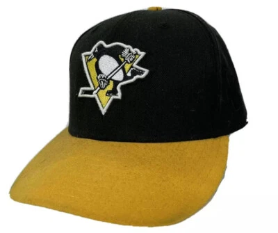 Pittsburgh Penguins New Era MLB Style 59fifty Hat Retro Logo Size 7 Blk Ylw Cap - Image 1 of 4