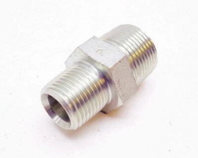 3/4 MNPT x 1/2 MNPT Steel Pipe Adapter Fitting Parker 3/4x1/2 FF-S - Image 1 of 3