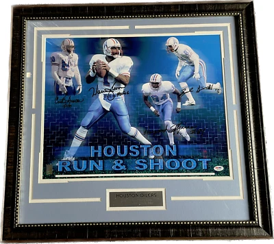 Houston Oilers Run & Shoot Signed Framed Photo "HOF 06" PSA/DNA Moon Givens - Image 1 of 2