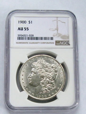 1900 $1 Morgan Silver Dollar NGC AU55 Cover