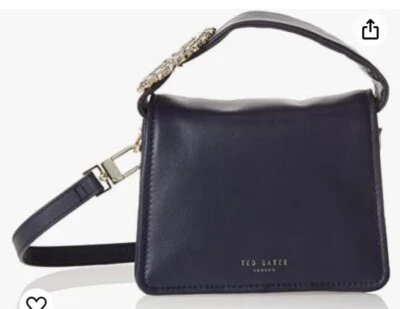 $178 Ted Baker Emie Jewel Detail Small Leather Crossbody Bag navy - Image 1 of 4
