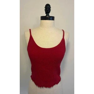 Canotta Hollister semi cropped increspata rossa senza maniche spalline spaghetti donna L - Foto 1 di 5