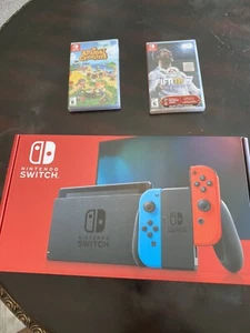 Nintendo Switch 32GB Neon Red and Neon Blue Joy-Con Bundle With Games-New - Picture 1 of 1