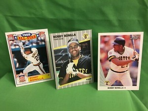 BOBBY BONILLA, three baseball cards, 1989 Topps All-Star, Fleer, 1990 Leaf #196