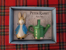 Easter Peter Rabbit Salt & Pepper Shakers Beatrix Potter Bunny & Watering Can