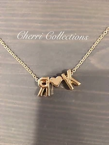 Personalized Name Necklace Custom Two Initial Heart Charm Couple Gold Plated - Picture 1 of 4