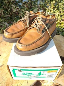 Russell Moccasin "Huron" Moccasin Shoes Oneida 8 E Yellow Camo with Box - Picture 1 of 22