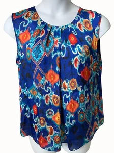 Jones New York lebendige mehrfarbige leichte ärmellose Bluse mit Schlüsselloch Größe 16W - Bild 1 von 9