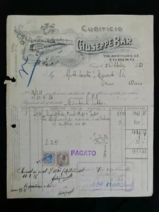 Fattura Torino Cuoificio Giuseppe Bar 1924 QX99 - Imagen 1 de 1