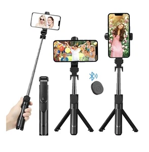 Selfie Stick Tripod, Extendable Bluetooth Selfie Stick with with Wireless Remote - Picture 1 of 10