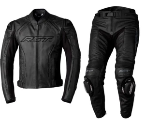 RST S1 Motorcycle Sports CE Leather Jacket/Trousers 2PC Black/black - Picture 1 of 8