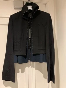 BNWT McQ Alexander McQueen Black and Navy Detail Jacket Blazer Wool IT 40 Rare - Picture 1 of 13