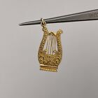 14k Solid Yellow Gold Lyre Charm 1"