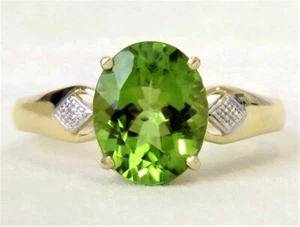 2.5 Cts Natural Peridot Gemstone 14K Yellow Gold Woman Wedding Ring y232 - Picture 1 of 5