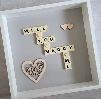 2. Propuesta de boda Scrabble marco de fotos amor parejas compromiso comprometido Foto 1 de 4